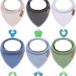 vuminbox Baby Bandana Drool Bibs 6-Pack and Teething Toys 6-Pack Made with 100% Organic Cotton, Absorbent and Soft Unisex